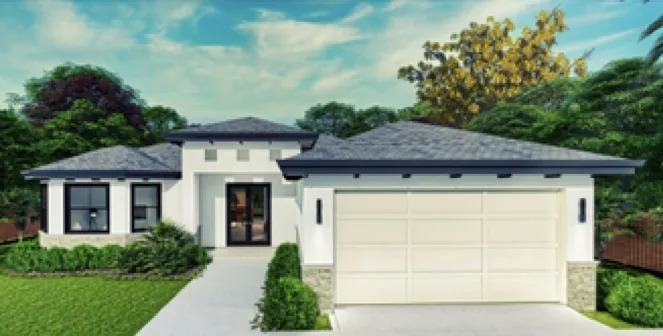 Render de la Casa Poplar, vivienda unifamiliar en Lehigh Acres, Florida